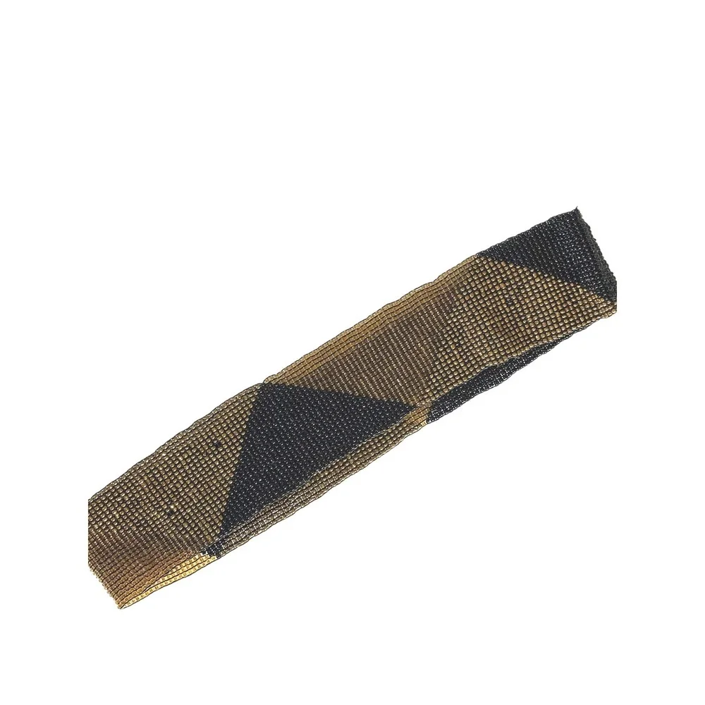 Anthropologie Cocobelle Beaded Elastic Belt Black Bronze Geometric  Boho - Picture 4 of 6